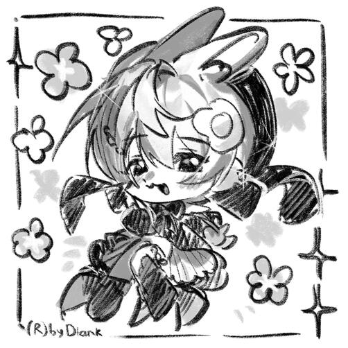 (2) Single chibi sketch đen trắng bg đơn giản