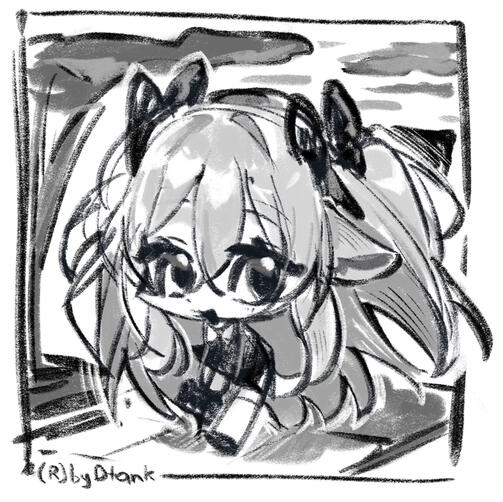 (2) Single chibi sketch đen trắng bg đơn giản