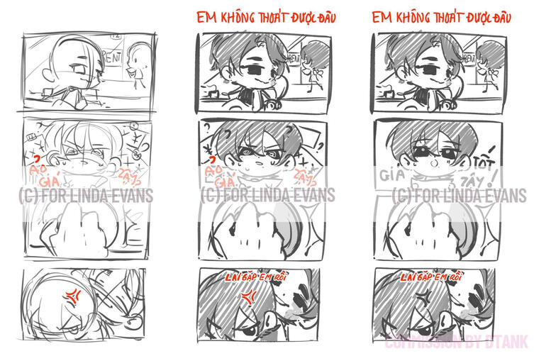 (1) 4-koma sketch đen trắng